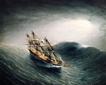 James E Buttersworth : Schooner in a Stormy Sea